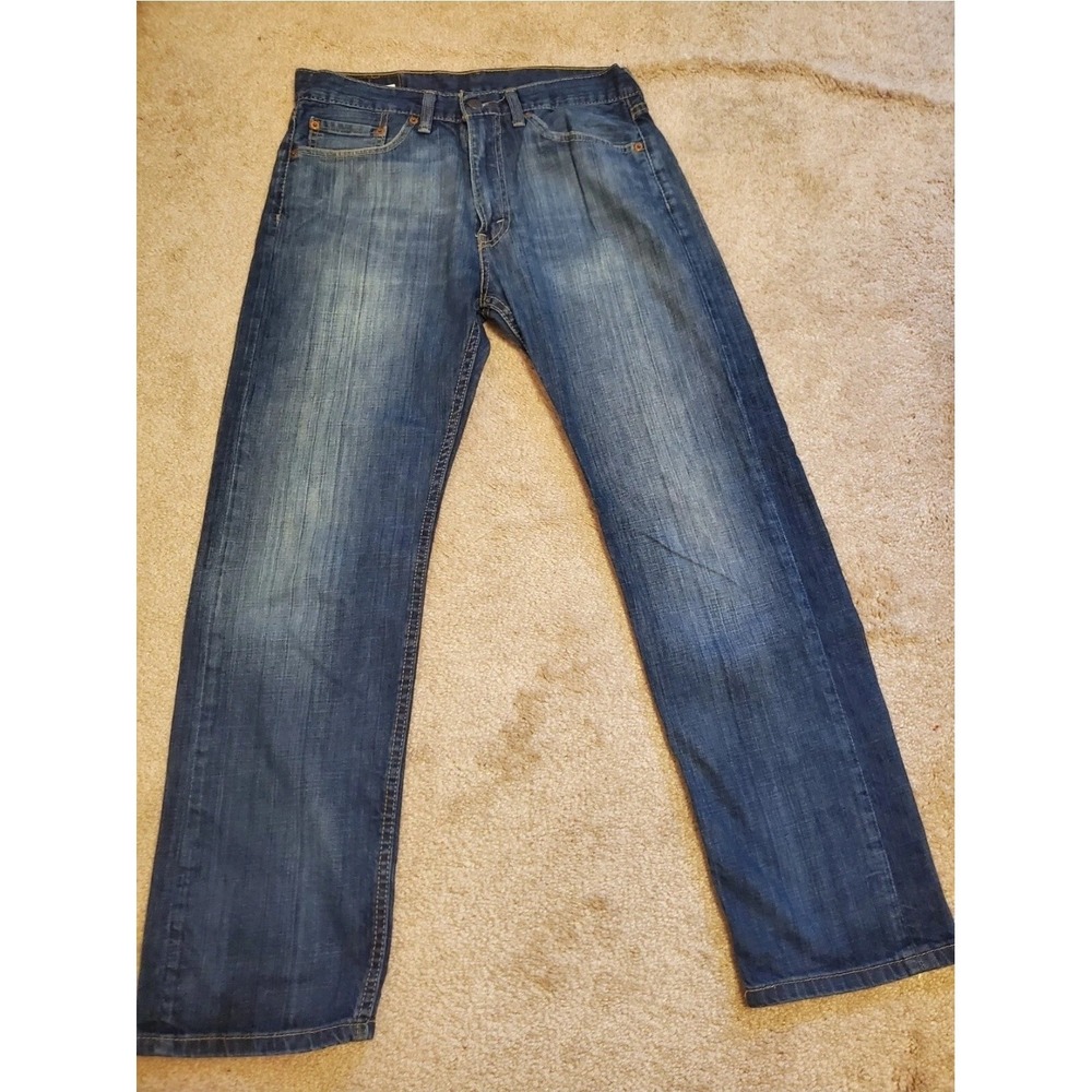 Levis 505 Jeans Mens 34x32 Blue Denim Straight Leg Classic Fit Five Pocket Pants